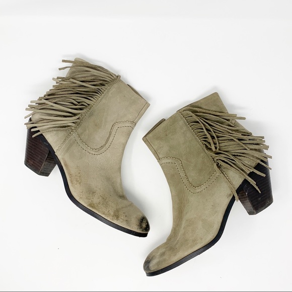 Sam Edelman Shoes - Sam Edelman Louie Fringe Ankle Booties Taupe
